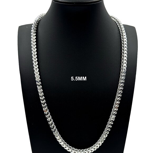 Real 925 SOLID Sterling Silver 5.5mm Franco Link Chain Necklace 24" inch - Picture 1 of 6
